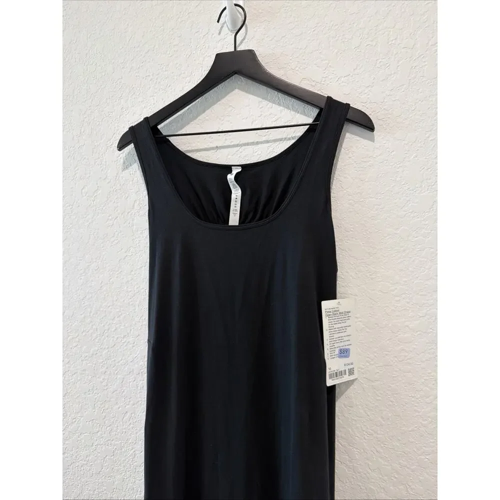 Lululemon NWT Pima Cotton Open Back Midi Dress Black Size 10